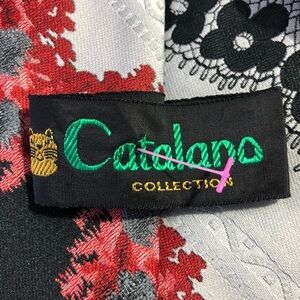 🎄  Catalano vintage tie wide red/black/grey floral